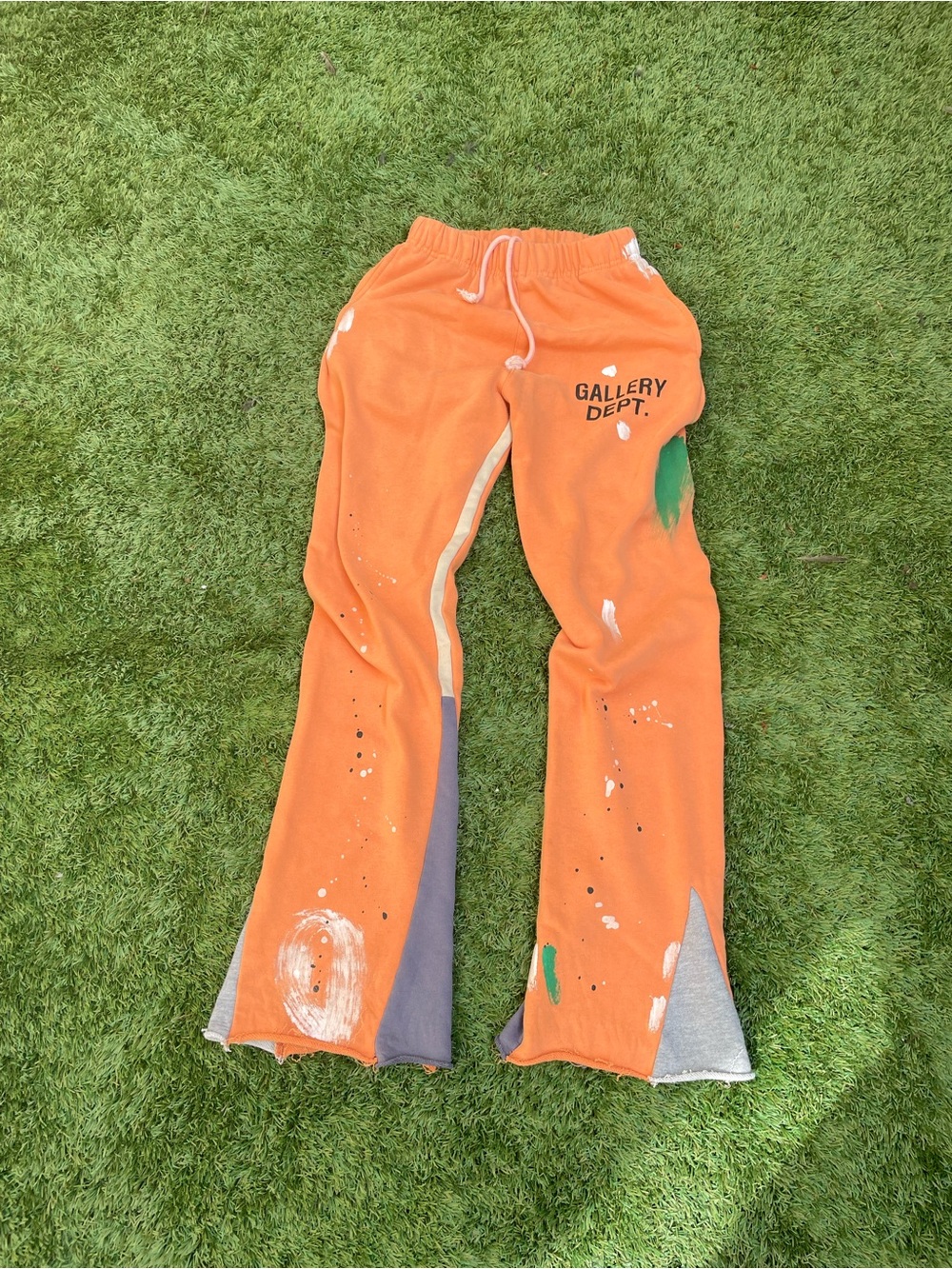 Gallery Dept Kids Orange Paint-Detail Sweatpants with Side Panels